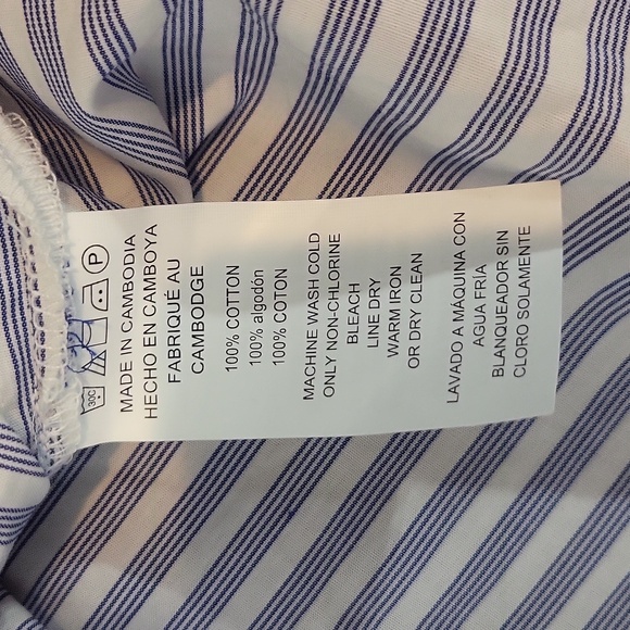 MICHAEL MICHAEL KORS Blue White Stripe Cotton Sleeveless 1/2 Emblem Zip Shirt - Picture 8 of 9